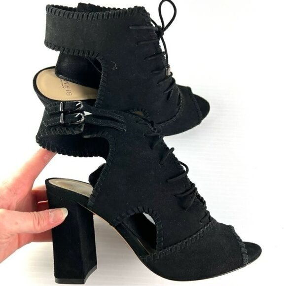 ALEXANDRE BIRMAN Booties womens size 7 Black Suede Lace-Up Open Toe - Picture 7 of 13
